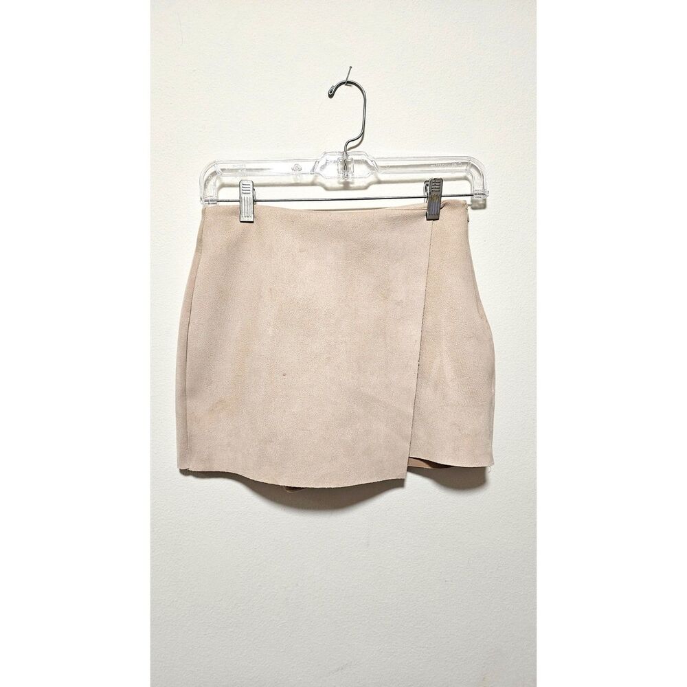 Zara Faux Suede Skort Wrap Skirt Beige XS